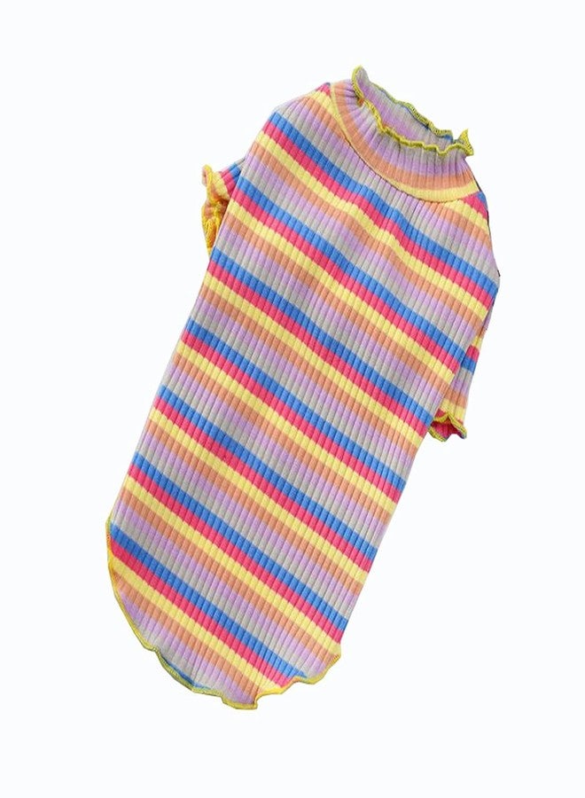 PETANGEL Stripe Print Pet Vest Breathable Autumn, Spring & Summer Cotton Sleeveless Shirt For Puppies & Small Dogs & Cat| Shirt For Yorkie, Shih Tzu, Lhasa etc. (Size:L, Chest:46cm & Back Length:33cm) - Image 1
